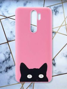 Матовий рожевий чохол на Xiaomi Redmi Note 8 Pro дизайн Котик принт 119