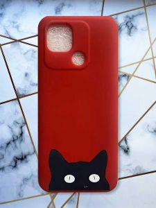 Матовий червоний чохол на Xiaomi Redmi 10C дизайн Котик принт 119