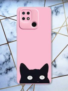 Матовий рожевий чохол на Xiaomi Redmi 10C дизайн Котик принт 119