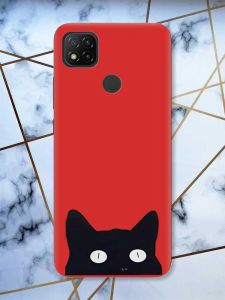 Матовий червоний чохол на Xiaomi Redmi 9C / 10A дизайн Котик принт 119