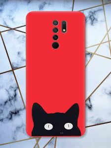 Матовий червоний чохол на Xiaomi Redmi 9 дизайн Котик принт 119