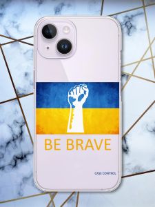 Прозорий чохол із захистом камери на iPhone 14 патріотичний дизайн Мужність Україна принт 42