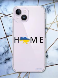 Прозорий чохол із захистом камери на iPhone 14 патріотичний дизайн Дім Україна принт 72
