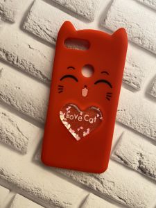 Силіконовий чохол для Xiaomi Мі 8 lite Кіт з серцем рожевий