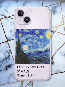 Прозорий чохол із захистом камери на iPhone 14 рельєфний дизайн Зоряна ніч принт 74