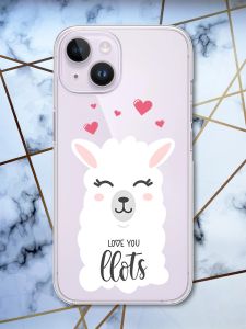 Прозорий чохол із захистом камери на iPhone 14 дизайн Лама принт 94