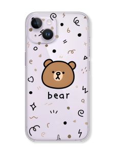 Прозорий чохол із захистом камери на iPhone 14 дизайн Ведмедик принт 76