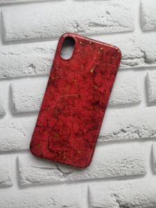 Мармуровий силіконовий чохол для iPhone XR Червоний