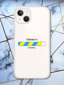 Прозорий силіконовий чохол із захистом камери на iPhone 14 Plus Перемога Завантаження принт 88