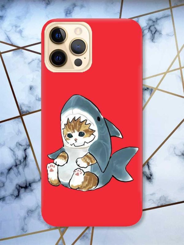 Матовий червоний чохол на Apple iPhone 12 Pro Max Кошеня принт 120