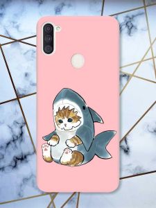 Матовий рожевий чохол на Samsung Galaxy A11 Кошеня принт 120