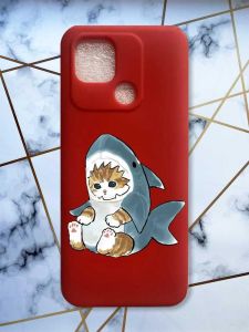 Матовий червоний чохол на Xiaomi Redmi 10C Кошеня принт 120
