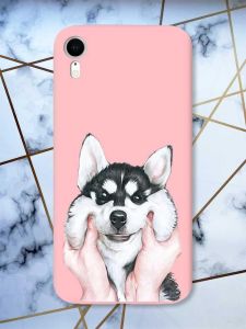 Матовий рожевий чохол на Apple iPhone XR Мордочка принт 121