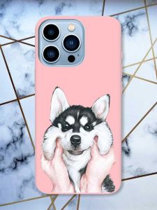 Матовий рожевий чохол на Apple iPhone 13 Pro Max Мордочка принт 121