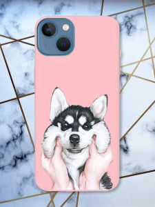 Матовий рожевий чохол на Apple iPhone 13 Мордочка принт 121