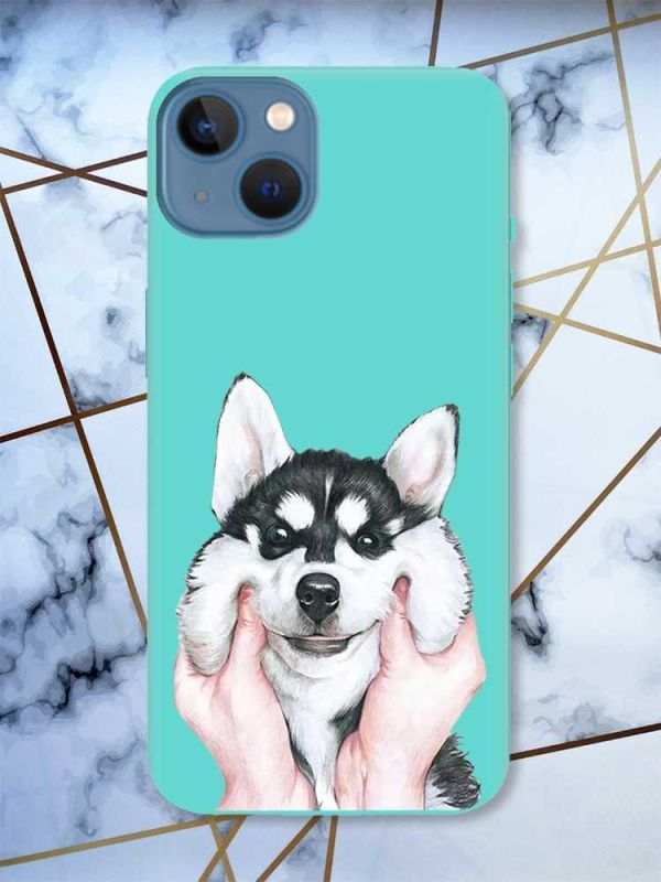 Матовий бірюзовий чохол на Apple iPhone 13 Мордочка принт 121