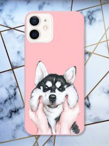 Матовий рожевий чохол на Apple iPhone 12 / 12 Pro (6.1) Мордочка принт 121