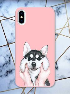 Матовий рожевий чохол на iPhone X / Xs Мордочка принт 121