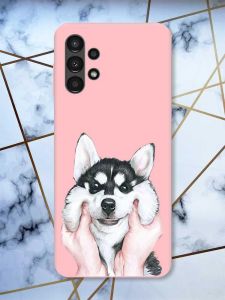Матовий рожевий чохол на Samsung A13 4G Мордочка принт 121
