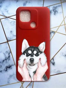 Матовий червоний чохол на Xiaomi Redmi 10C Мордочка принт 121