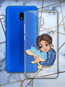 Прозорий чохол для Xiaomi Redmi 8A з об'ємним друком Моя Україна принт 2