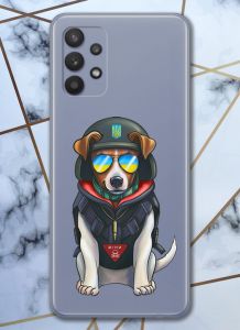 Прозорий чохол на Samsung Galaxy A32 патріотичний дизайн Пес Патрон принт 4