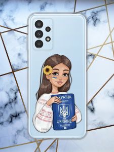 Прозорий чохол для Samsung Galaxy A13 4G патріотичний дизайн Дівчина з паспортом принт 12