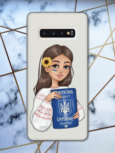 Прозорий чохол для Samsung Galaxy S10 патріотичний дизайн Дівчина з паспортом принт 12
