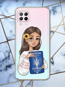 Прозорий чохол для Huawei Р40 lite / Nova 6 SE патріотичний дизайн Дівчина з паспортом принт 12