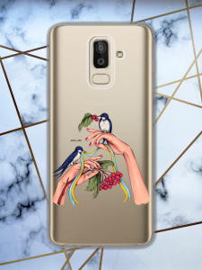 Прозорий чохол для Samsung Galaxy J8 (2018) патріотичний дизайн Ластівки принт 15