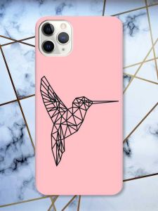 Матовий рожевий чохол на iPhone 11 Pro (5.8) Колібрі принт 122