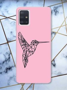 Матовий рожевий чохол на Samsung Galaxy A51 Колібрі принт 122