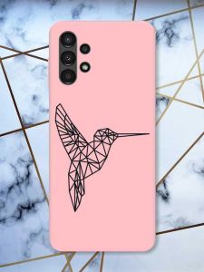 Матовий рожевий чохол на Samsung A13 4G Колібрі принт 122