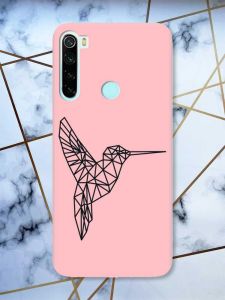 Матовий рожевий чохол на Xiaomi Redmi Note 8 Колібрі принт 122