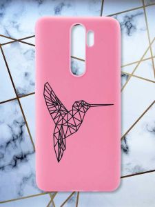 Матовий рожевий чохол на Xiaomi Redmi Note 8 Pro Колібрі принт 122