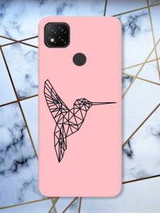 Матовий рожевий чохол на Xiaomi Redmi 9C / 10A Колібрі принт 122