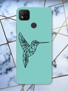 Матовий бірюзовий чохол на Xiaomi Redmi 9C / 10A Колібрі принт 122