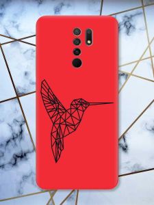 Матовий червоний чохол на Xiaomi Redmi 9 Колібрі принт 122