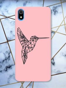 Матовий рожевий чохол на Xiaomi Redmi 7A Колібрі принт 122