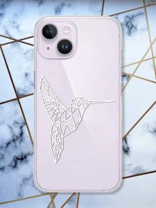 Прозорий чохол із захистом камери на iPhone 14 Колібрі принт 123