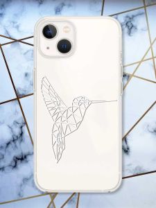 Прозорий чохол із захистом камери на iPhone 14 Plus Колібрі принт 123