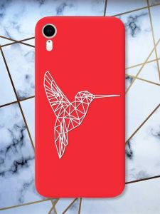 Матовий червоний чохол на Apple iPhone XR Колібрі принт 123