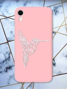 Матовий рожевий чохол на Apple iPhone XR Колібрі принт 123