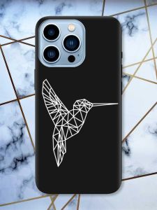 Матовий чорний чохол на Apple iPhone 13 Pro Max Колібрі принт 123