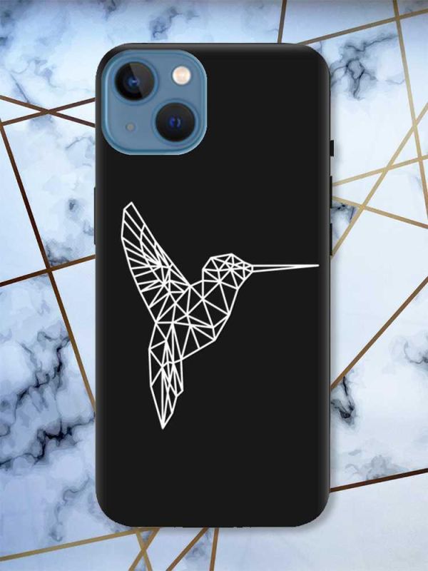 Матовий чорний чохол на Apple iPhone 13 Колібрі принт 123