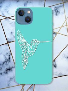 Матовий бірюзовий чохол на Apple iPhone 13 Колібрі принт 123