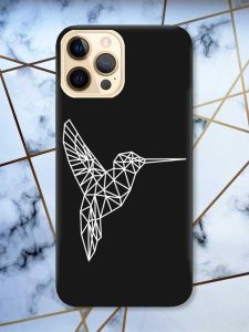 Матовий чорний чохол на Apple iPhone 12 Pro Max Колібрі принт 123