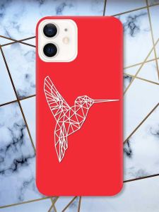 Матовий червоний чохол на Apple iPhone 12 / 12 Pro (6.1) Колібрі принт 123