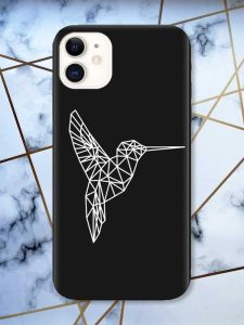Матовий чорний чохол на Apple iPhone 11 (6.1) Колібрі принт 123