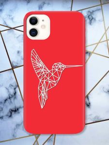 Матовий червоний чохол на Apple iPhone 11 (6.1) Колібрі принт 123